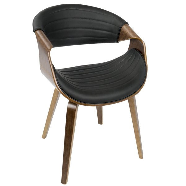 Lumisource Symphony Dining/Accent Chair in Walnut Wood and Black Faux Leather CH-SYMP WL+BK